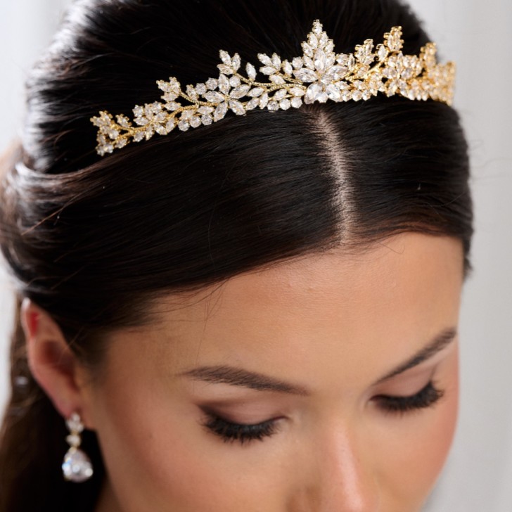 Highgrove Gold Cubic Zirconia Crystal Bridal Tiara