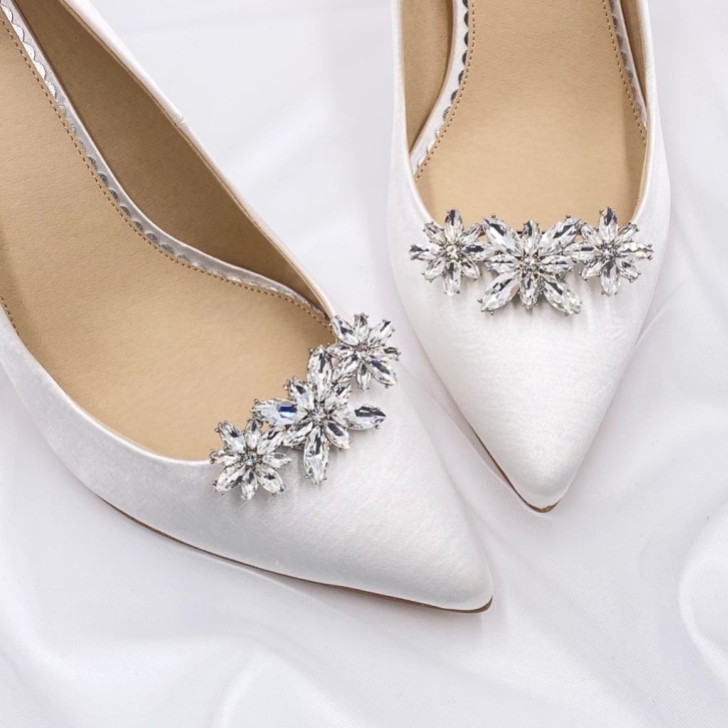 Horizon Silver Crystal Starburst Shoe Clips