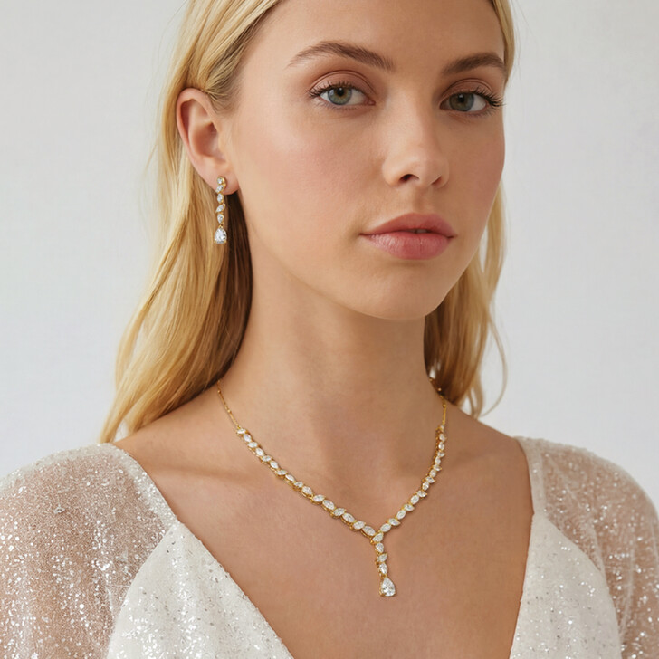 Ivory and Co Andorra Gold Cubic Zirconia Necklace