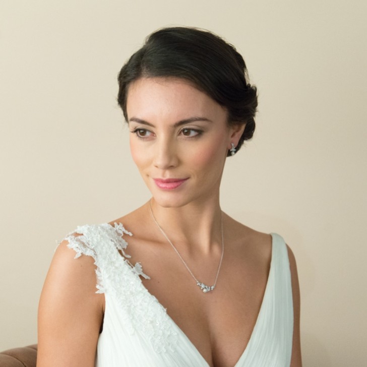 Ivory and Co Aphrodite Crystal Leaves and Pearl Wedding Earrings