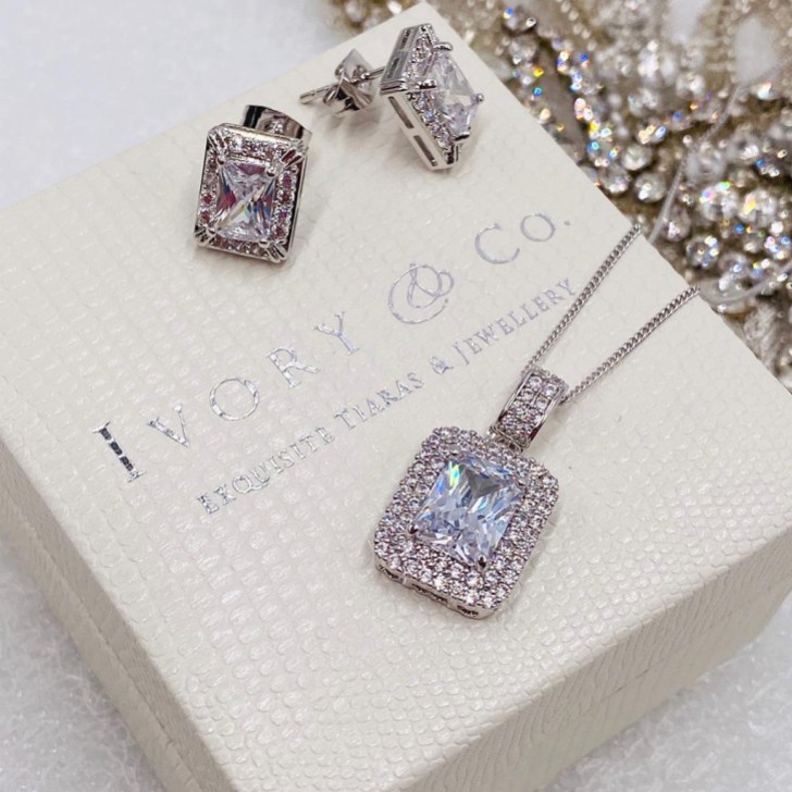 Ivory and Co Art Deco Rechteckiges Kristall-Schmuckset