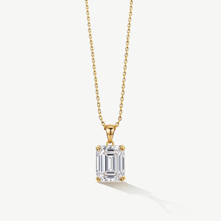 Ivory and Co Ascot Gold Crystal Emerald Cut Pendant Necklace