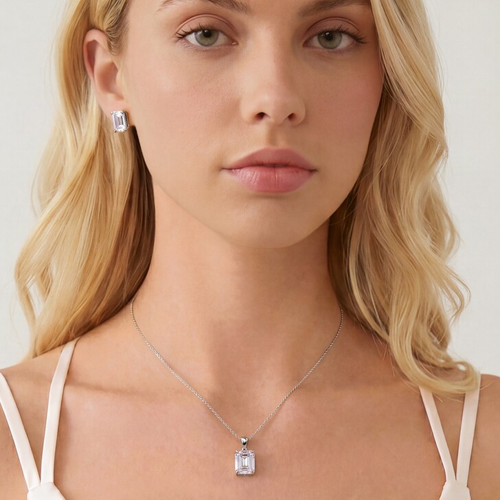 Ivory and Co Ascot Crystal Emerald Cut Earrings