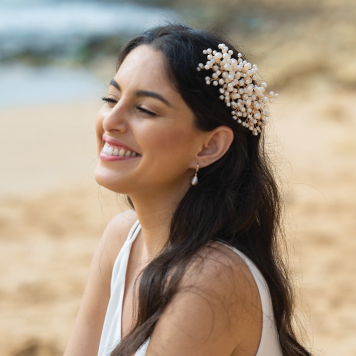 Ivory and Co Astrid Gold Statement Pearl Spray Hair Clip