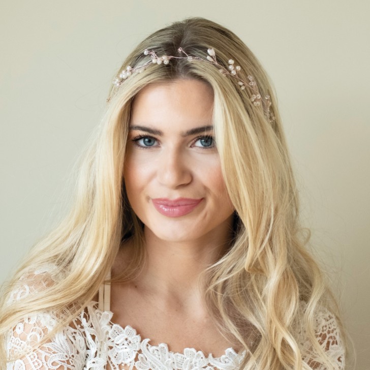 Ivory and Co Aurora Rose Gold Dainty Pearl and Crystal Hair Vine