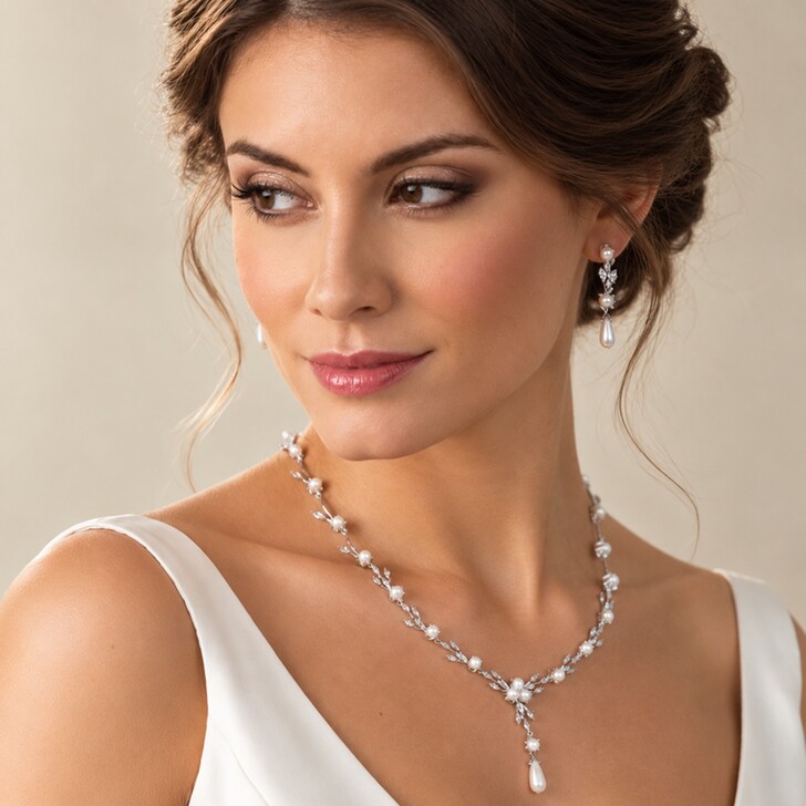 Ivory and Co Collier de mariage Belgravia en perles et cristal