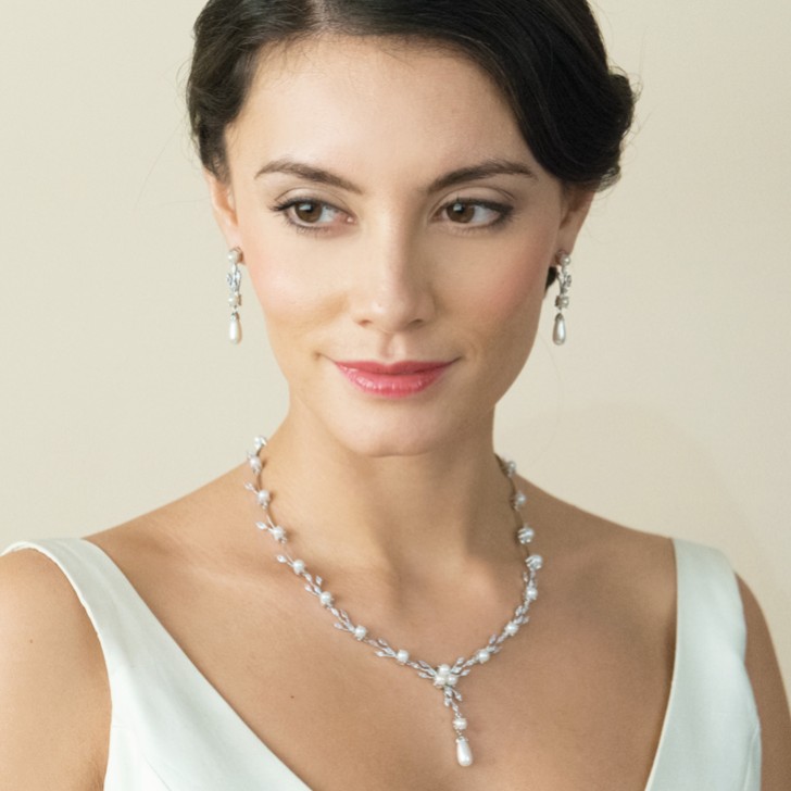 Ivory and Co Belgravia Pearl and Crystal Wedding Necklace
