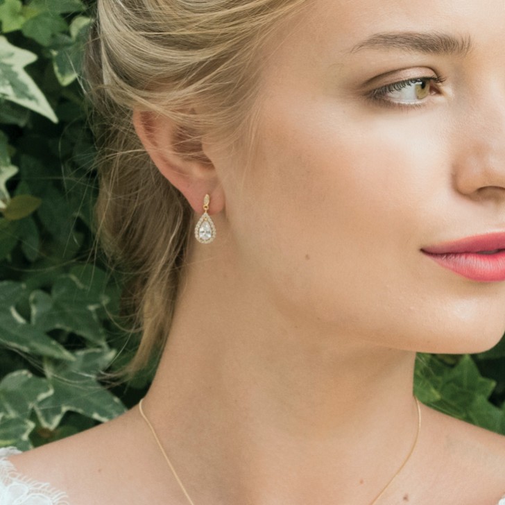 Ivory and Co Belmont Crystal Drop Wedding Earrings (Gold)