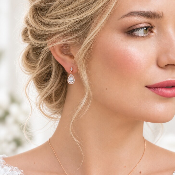 Ivory and Co Pendants d'oreilles de mariage Belmont en cristal (or rose)