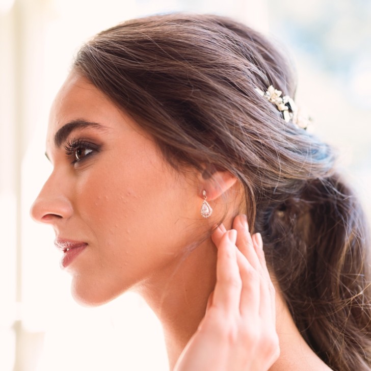 Ivory and Co Belmont Crystal Drop Wedding Earrings (Rose Gold)