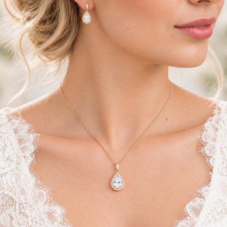 Ivory and Co Collar con colgante de cristal Belmont (dorado)