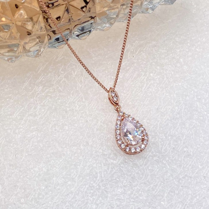 Ivory and Co Belmont Crystal Pendant Necklace (Rose Gold)