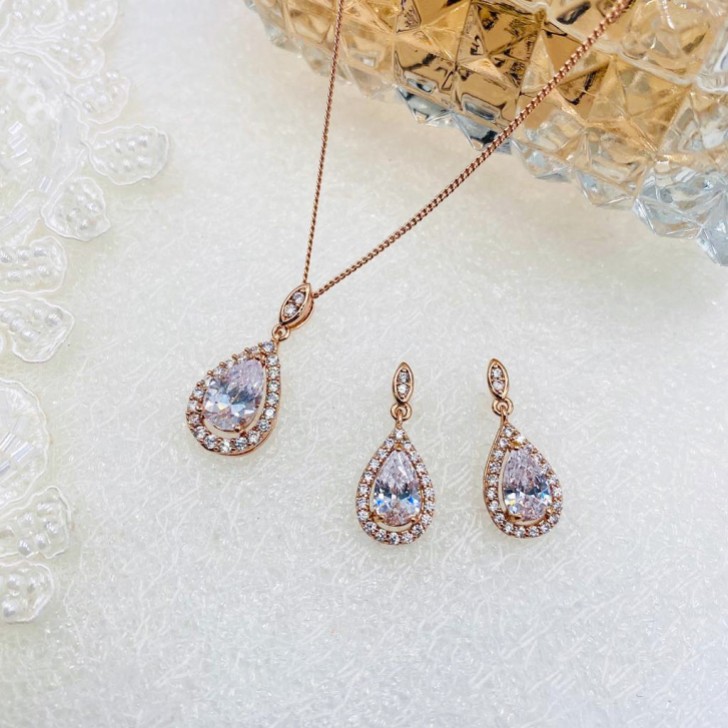Ivory and Co Belmont Rose Gold Crystal Bridal Jewellery Set