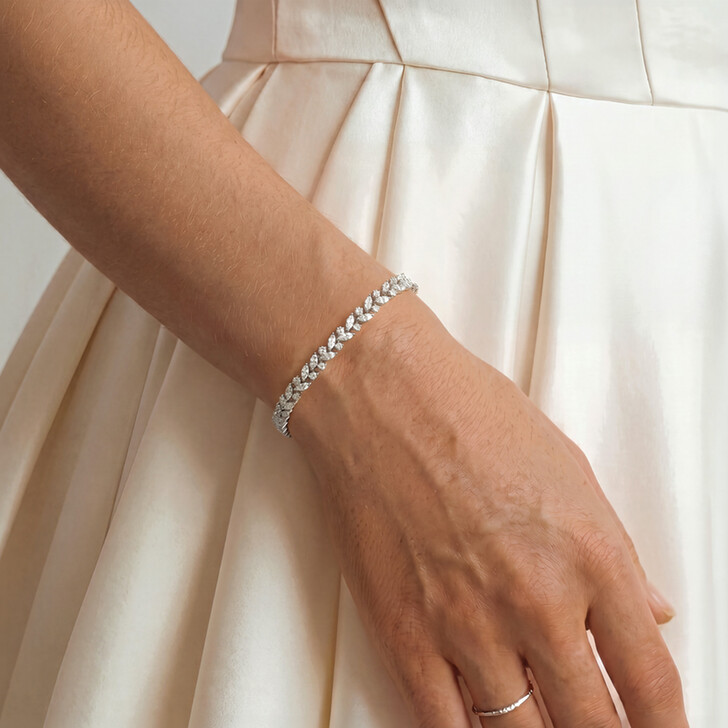 Ivory and Co Blenheim Silver Crystal Love Knot Bracelet
