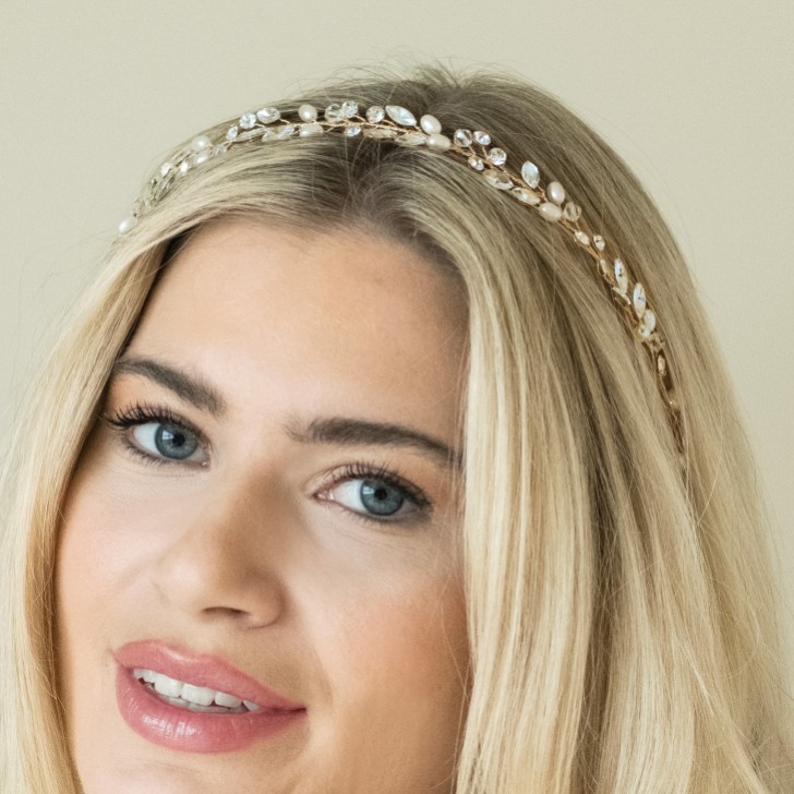 Ivory and Co Bohemia Gold Delicate Pearl and Crystal Hair Vine