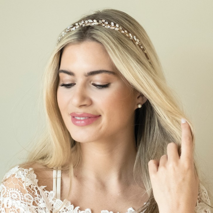 Ivory and Co Bohemia Gold Delicate Pearl and Crystal Hair Vine