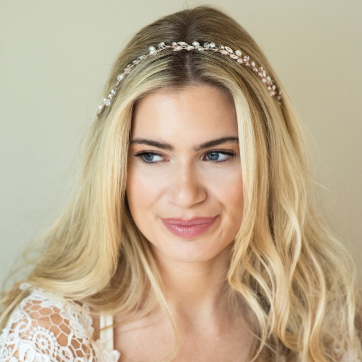 Ivory and Co Bohemia Rose Gold Delicate Pearl and Crystal Hair Vine