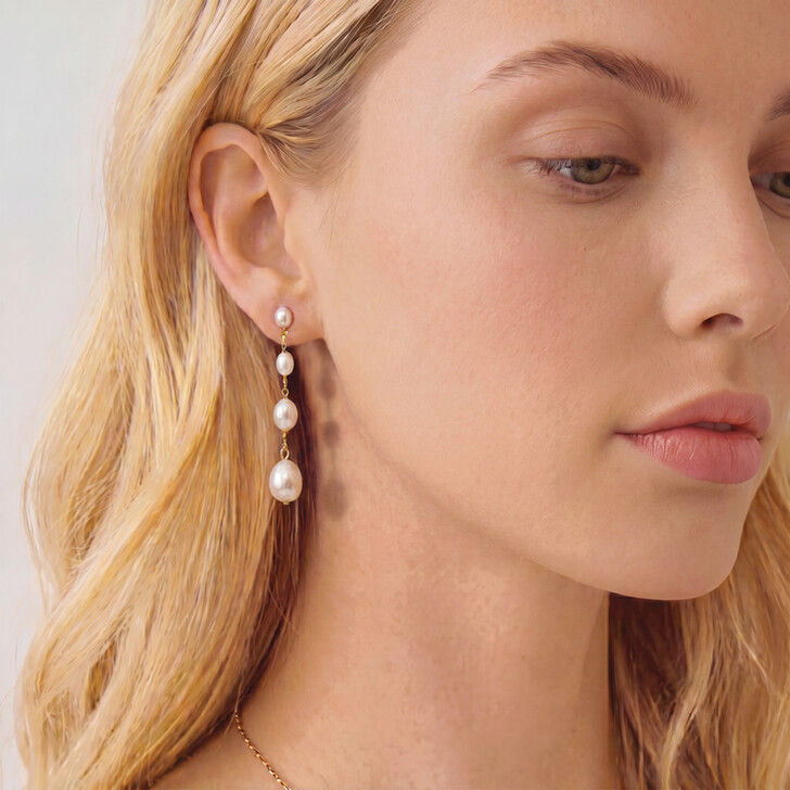 Ivory and Co Burlington Gold Long Pearl Drop Earrings