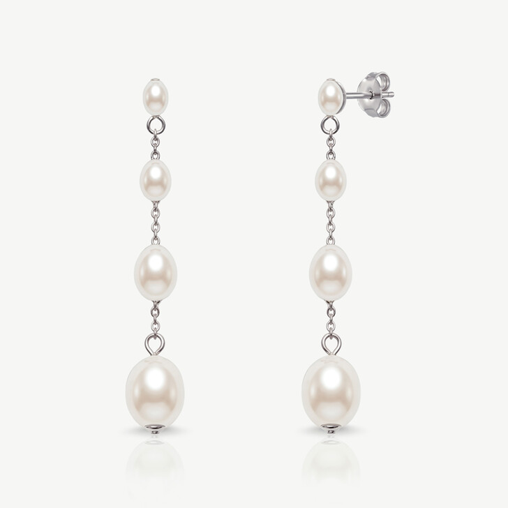Ivory and Co Burlington Silver Long Pearl Drop Earrings
