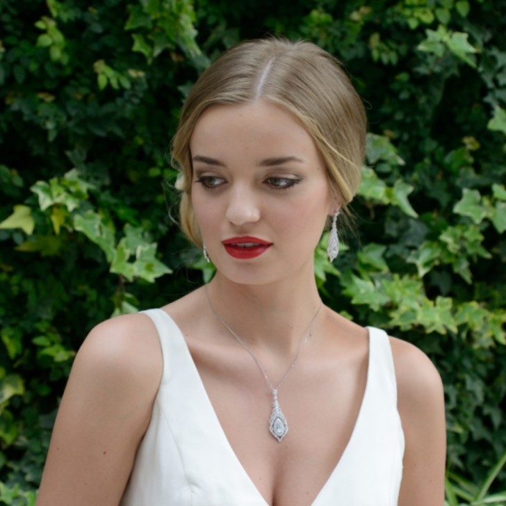 Ivory and Co Cafe Royale Crystal Feather Wedding Earrings