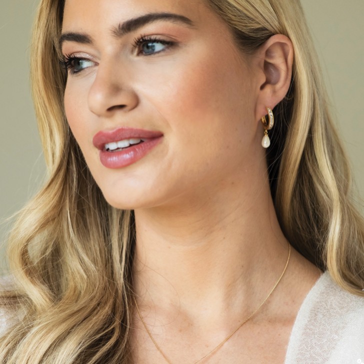 Ivory and Co Canterbury Gold Crystal Hoop Pearl Drop Earrings