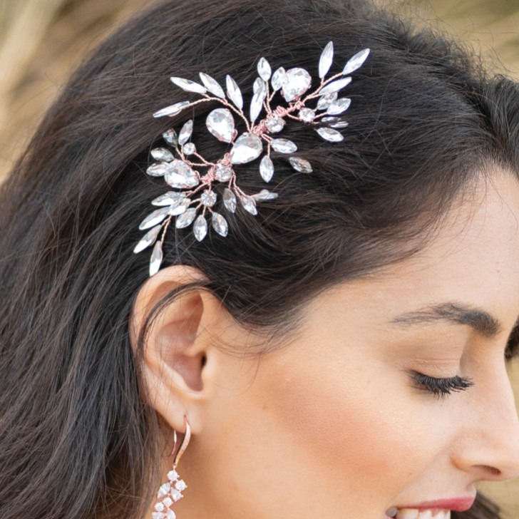 Ivory and Co Diamond Frost Rose Gold Crystal Hair Comb