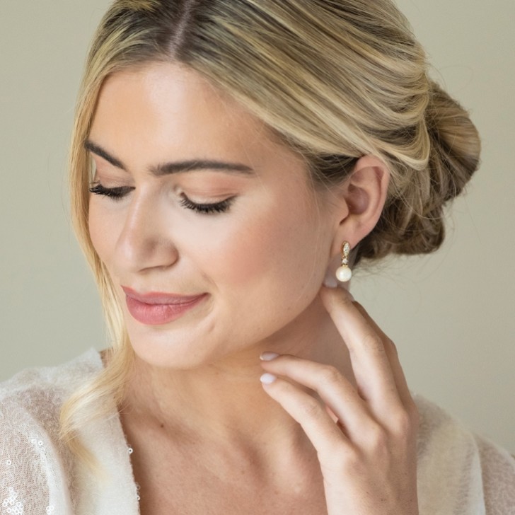 Ivory and Co Dublin Gold Crystal Classic Pearl Drop Earrings