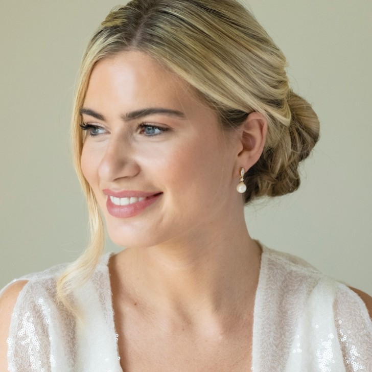 Ivory and Co Dublin Gold Crystal Classic Pearl Drop Earrings