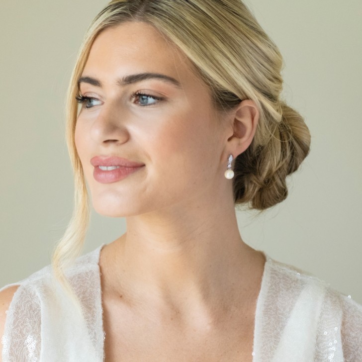 Ivory and Co Dublin Silver Crystal Classic Pearl Drop Earrings