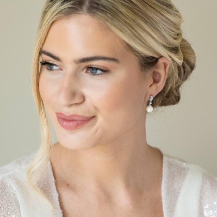 Ivory and Co Dublin Silver Crystal Classic Pearl Drop Earrings