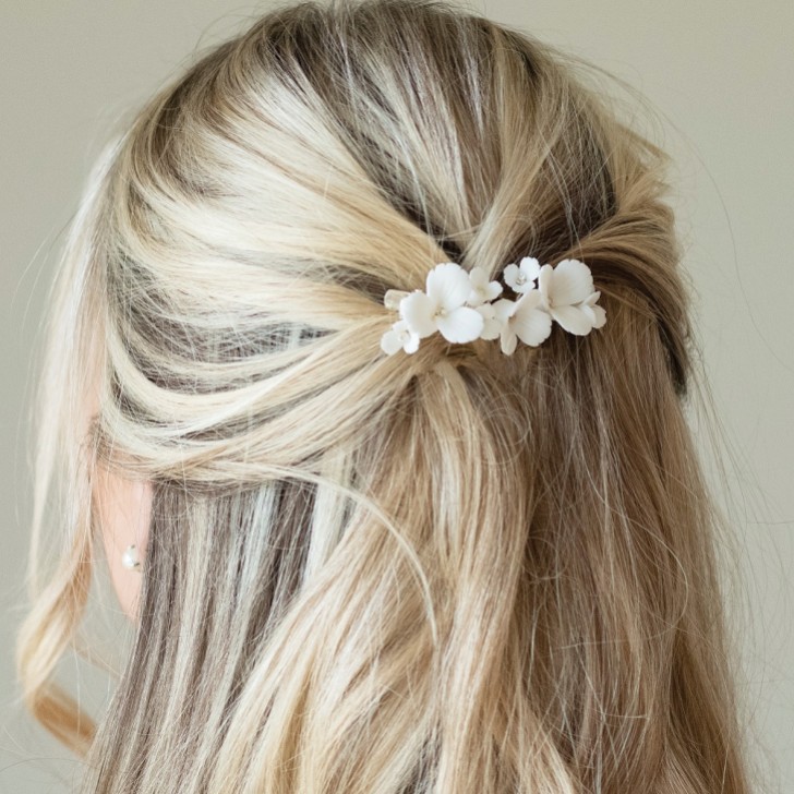 Ivory and Co Elderflower Ceramic Flowers Dainty Wedding Hair Clip