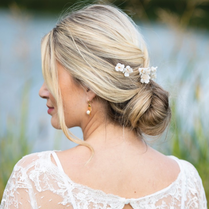 Ivory and Co Fleur Set of 3 Gold Ceramic Flower Hair Pins