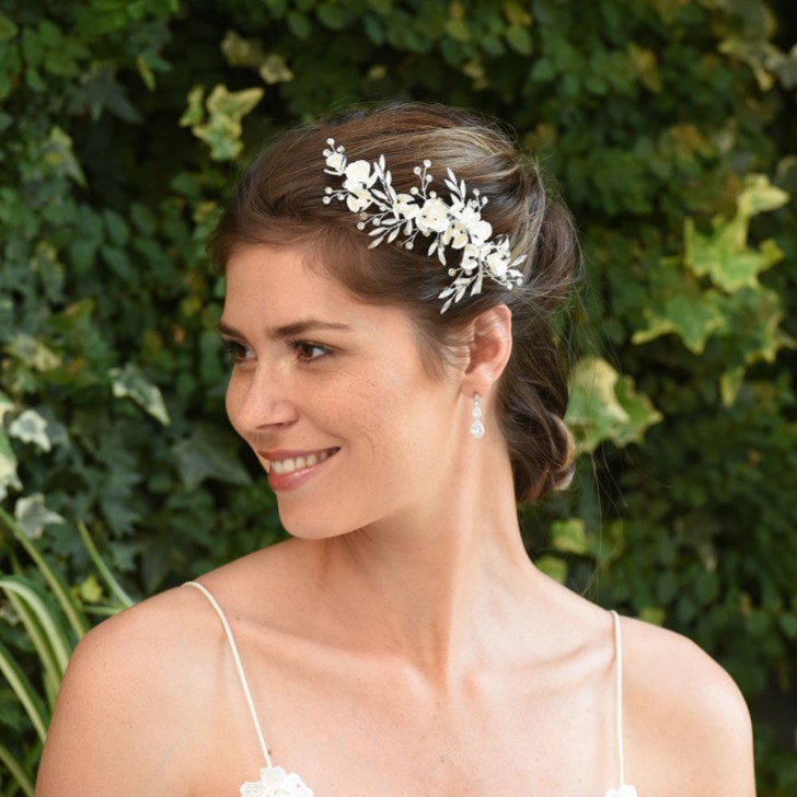 Ivory and Co Forget Me Not Enamelled Blossoms and Opal Crystal Hair Clip