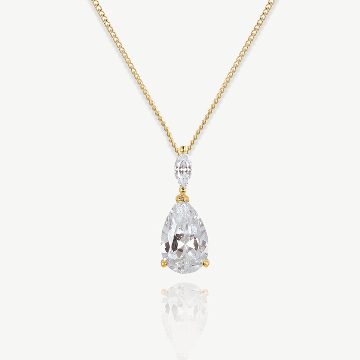 Ivory and Co Genova Gold Crystal Emerald Cut Pendant Necklace