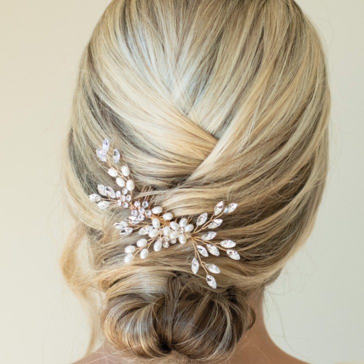 Ivory and Co Golden Shimmer Dainty Crystal and Pearl Hair Comb