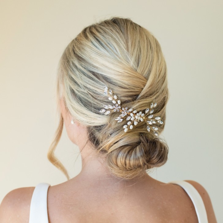 Ivory and Co Golden Shimmer Dainty Crystal and Pearl Hair Comb