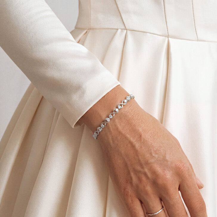 Ivory and Co Grafton Silver Crystal Love Knot Bracelet