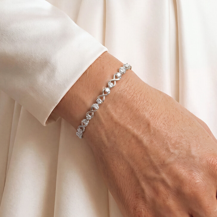Ivory and Co Grafton Silver Crystal Love Knot Bracelet