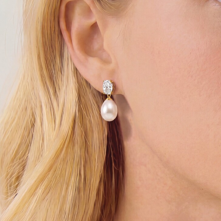 Ivory and Co Hampstead Gold Crystal Pearl Drop Earrings