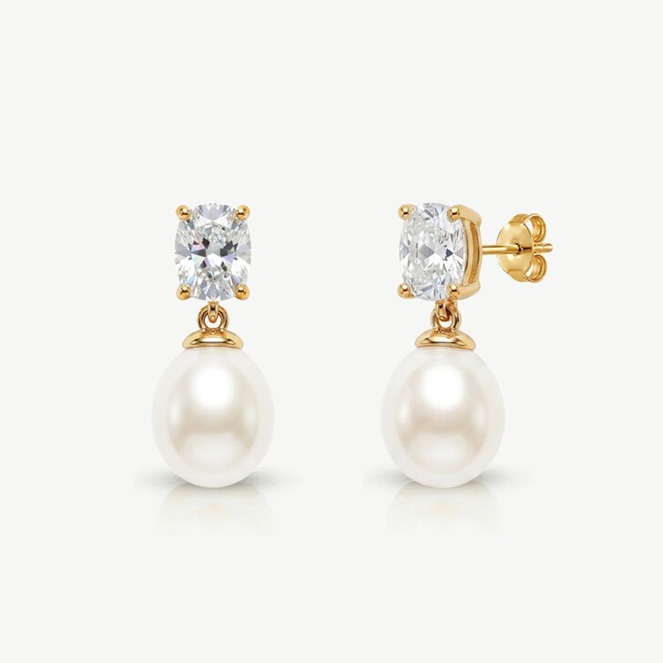 Ivory and Co Hampstead Gold Crystal Pearl Drop Earrings