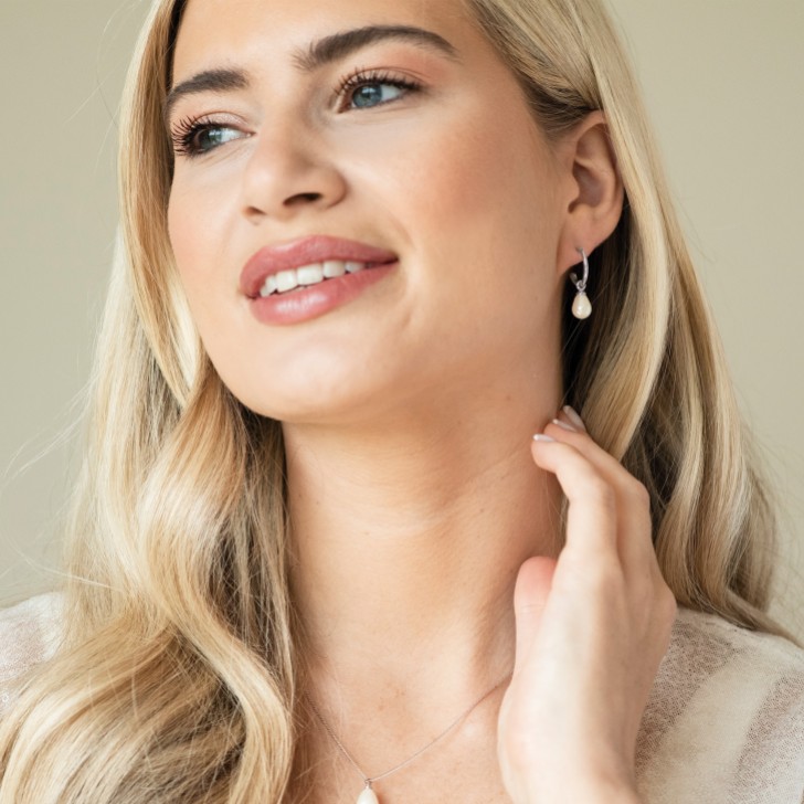 Ivory and Co Harrow Silver Pearl Hoop Earrings