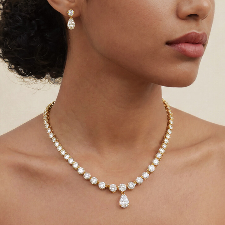 Ivory and Co Imperial Gold Cubic Zirconia Necklace