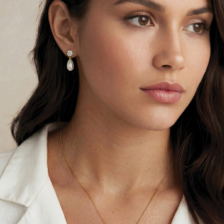 Ivory and Co Imperial Pearl Gold Teardrop Earrings