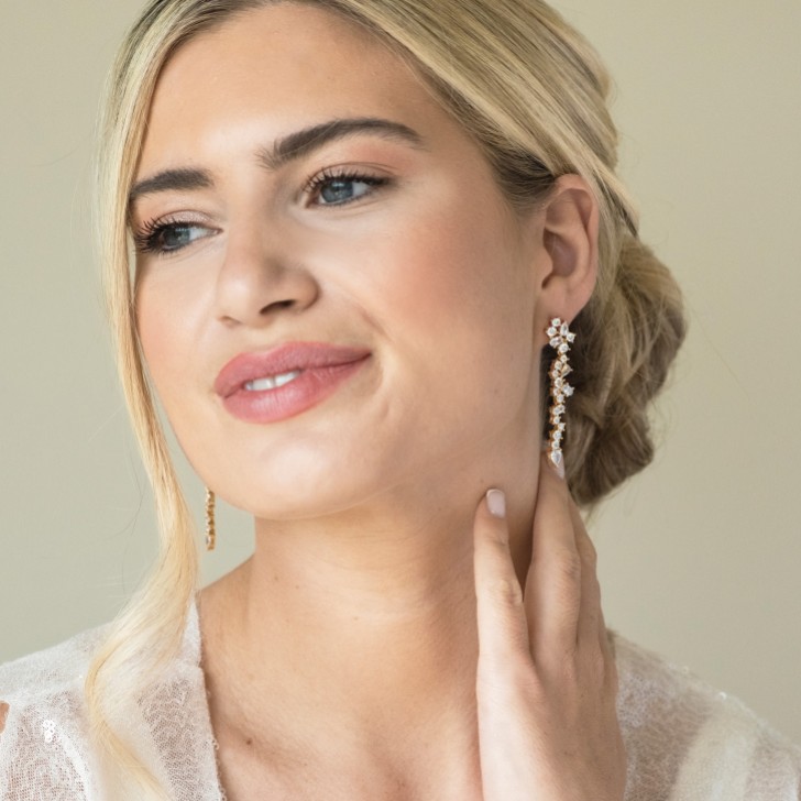 Ivory and Co Islington Gold Crystal Cluster Drop Earrings