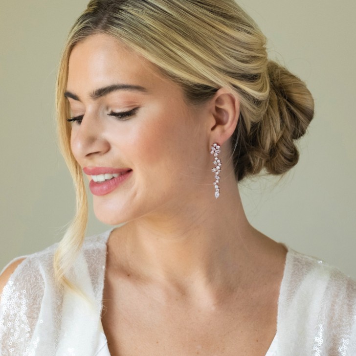 Ivory and Co Islington Rose Gold Crystal Cluster Drop Earrings