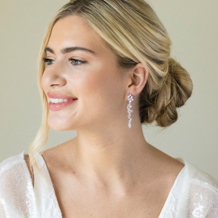 Ivory and Co Islington Silver Crystal Cluster Drop Earrings