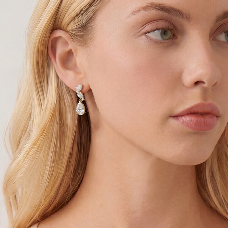 Ivory and Co Ledbury Gold Crystal Pearl Drop Earrings