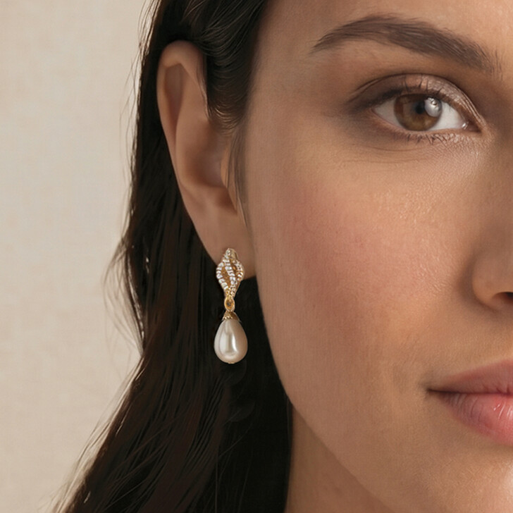 Ivory and Co Lisbon Gold Pearl Drop Earrings