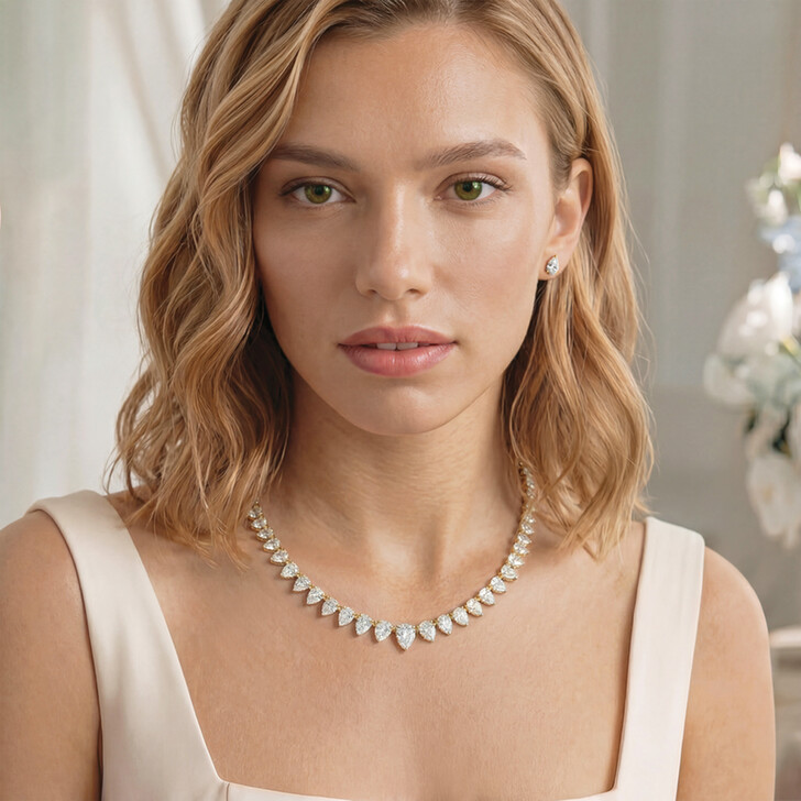 Ivory and Co Manhattan Gold Cubic Zirconia Necklace