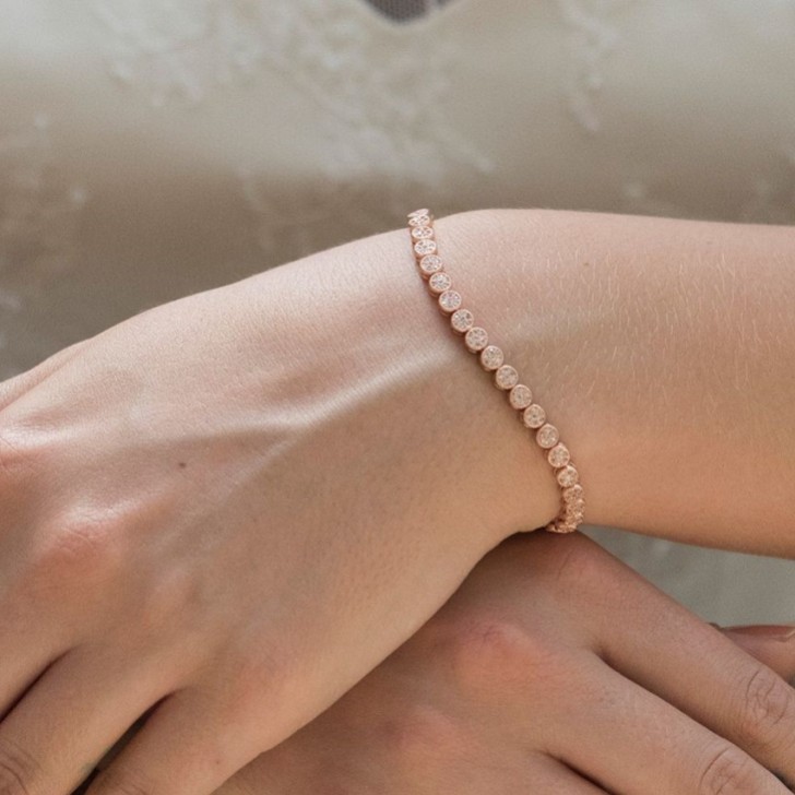 Ivory and Co Modena Rose Gold Crystal Embellished Wedding Bracelet